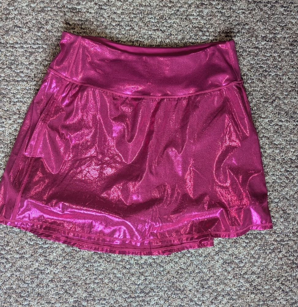 Vibrant Pink Skorts with Glossy Finish